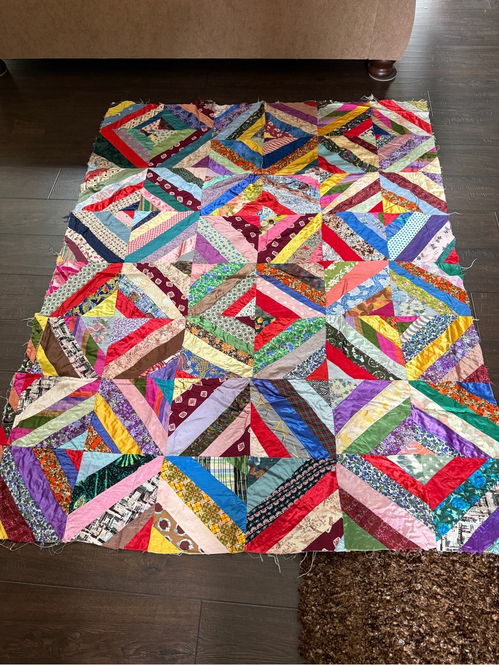 Handmade Multicolor Patchwork Quilt - Top UNFINISHED 72”x56” lovely.